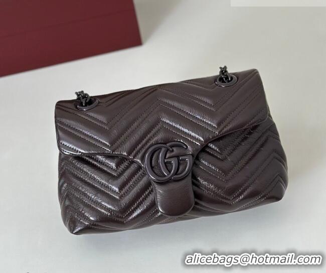 Inexpensive Gucci GG Marmont Leather small shoulder bag 855371 Dark Brown 2026