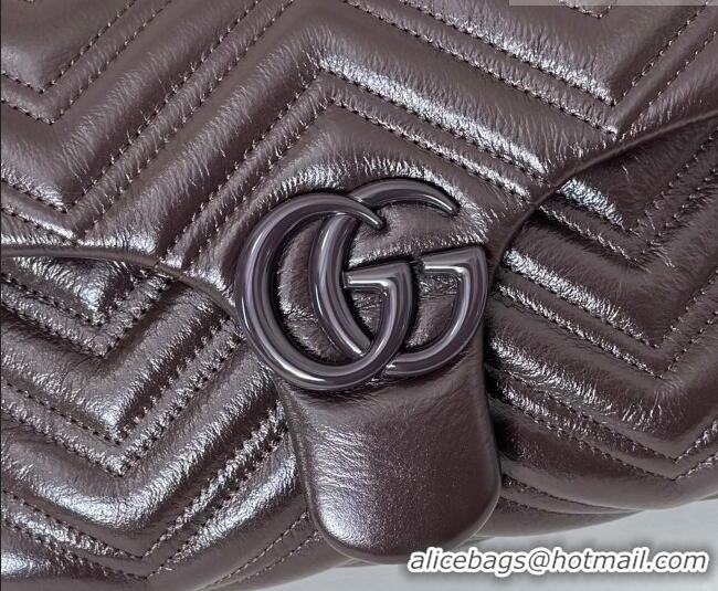 Inexpensive Gucci GG Marmont Leather small shoulder bag 855371 Dark Brown 2026