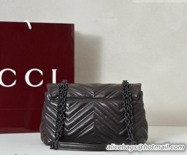 Inexpensive Gucci GG Marmont Leather small shoulder bag 855371 Dark Brown 2026