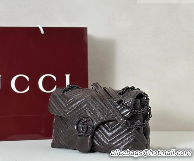 Inexpensive Gucci GG Marmont Leather small shoulder bag 855371 Dark Brown 2026