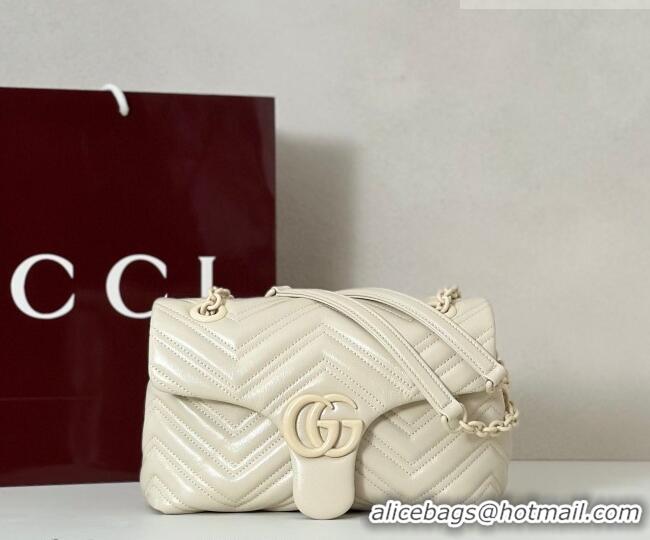Best Quality Gucci GG Marmont Leather small shoulder bag 855371 Ivory White 2026
