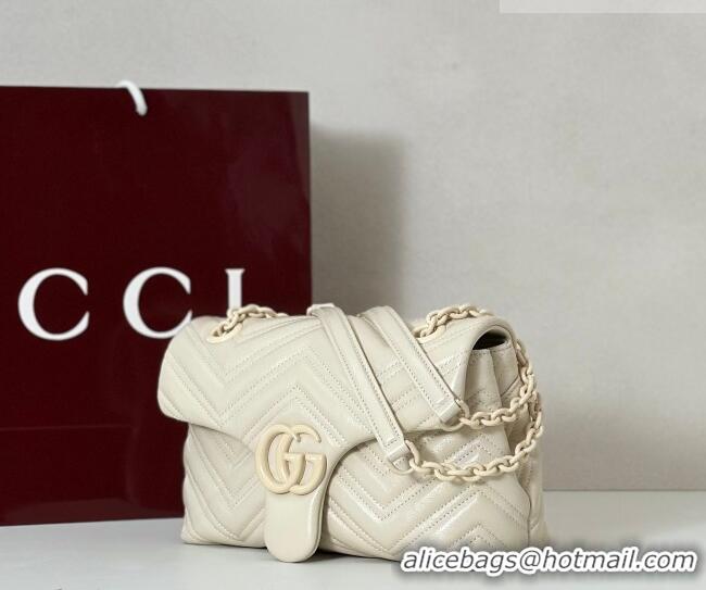 Best Quality Gucci GG Marmont Leather small shoulder bag 855371 Ivory White 2026