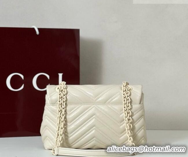 Best Quality Gucci GG Marmont Leather small shoulder bag 855371 Ivory White 2026