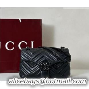 Most Popular Gucci GG Marmont Leather small shoulder bag 855371 Black 2026