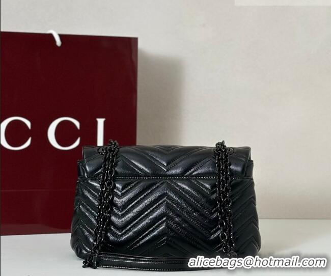 Most Popular Gucci GG Marmont Leather small shoulder bag 855371 Black 2026