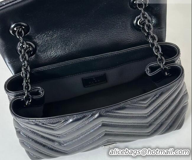 Most Popular Gucci GG Marmont Leather small shoulder bag 855371 Black 2026