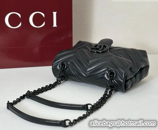 Most Popular Gucci GG Marmont Leather small shoulder bag 855371 Black 2026