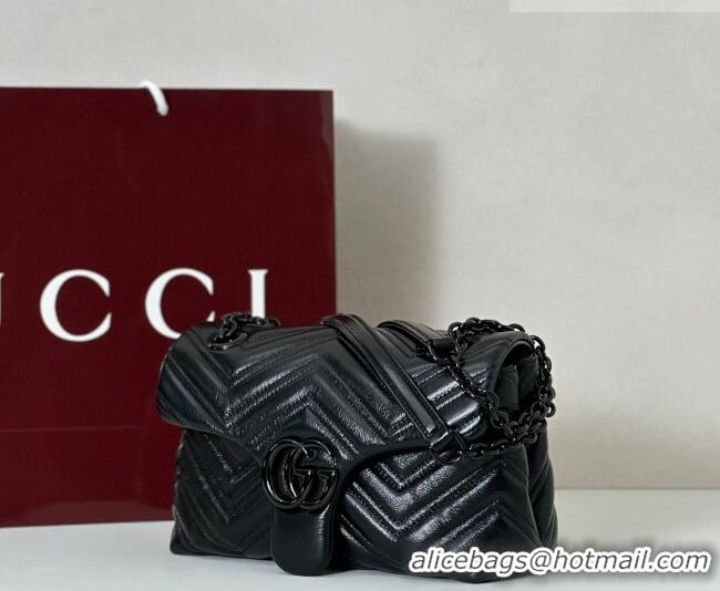 Most Popular Gucci GG Marmont Leather small shoulder bag 855371 Black 2026