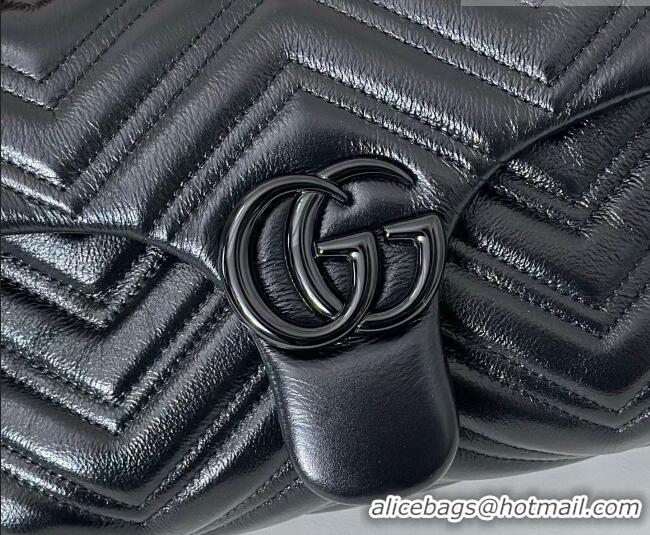 Most Popular Gucci GG Marmont Leather small shoulder bag 855371 Black 2026
