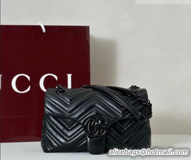 Most Popular Gucci GG Marmont Leather small shoulder bag 855371 Black 2026