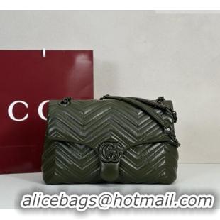 Promotional Gucci GG Marmont Leather medium shoulder bag 850676 Forest Green 2026