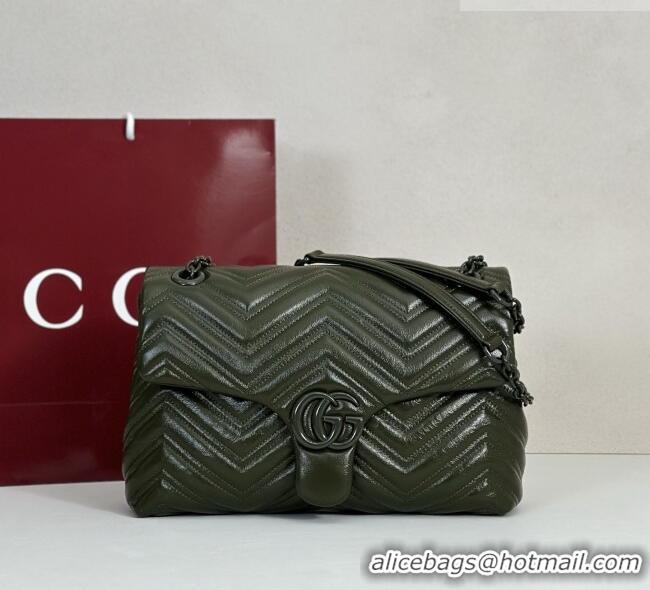 Promotional Gucci GG Marmont Leather medium shoulder bag 850676 Forest Green 2026