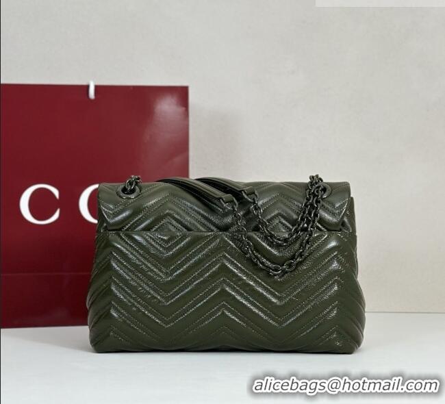Promotional Gucci GG Marmont Leather medium shoulder bag 850676 Forest Green 2026