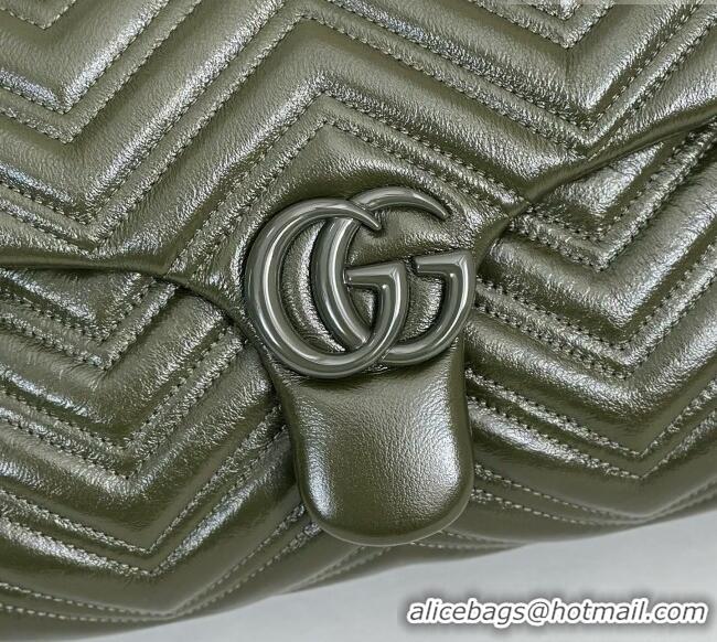 Promotional Gucci GG Marmont Leather medium shoulder bag 850676 Forest Green 2026
