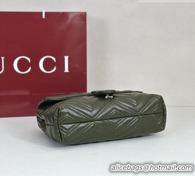 Promotional Gucci GG Marmont Leather medium shoulder bag 850676 Forest Green 2026