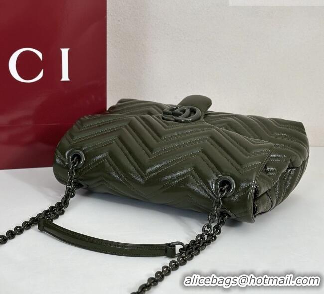 Promotional Gucci GG Marmont Leather medium shoulder bag 850676 Forest Green 2026