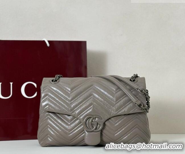Best Grade Gucci GG Marmont Leather medium shoulder bag 850676 Grey 2026