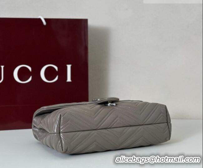 Best Grade Gucci GG Marmont Leather medium shoulder bag 850676 Grey 2026
