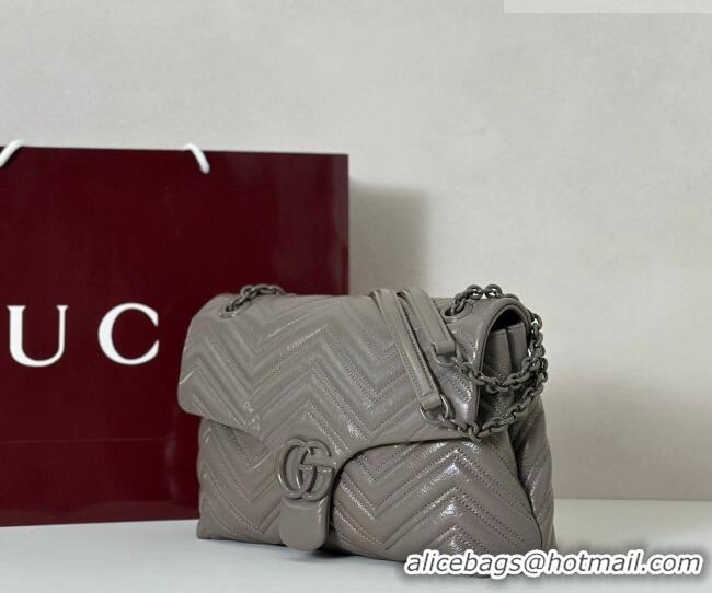 Best Grade Gucci GG Marmont Leather medium shoulder bag 850676 Grey 2026