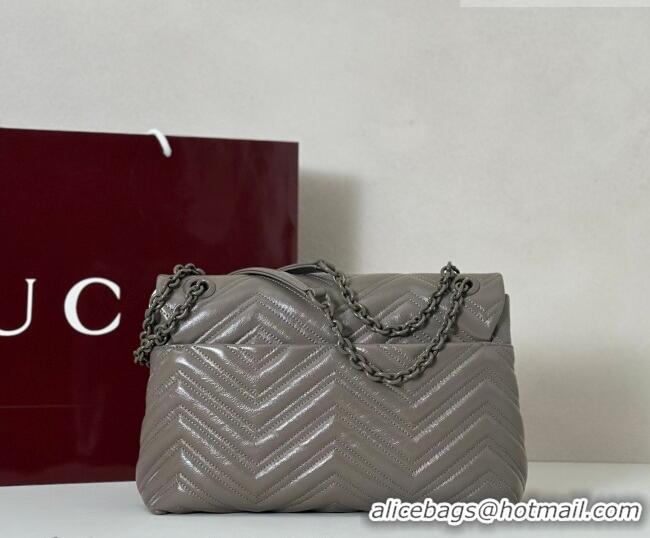 Best Grade Gucci GG Marmont Leather medium shoulder bag 850676 Grey 2026