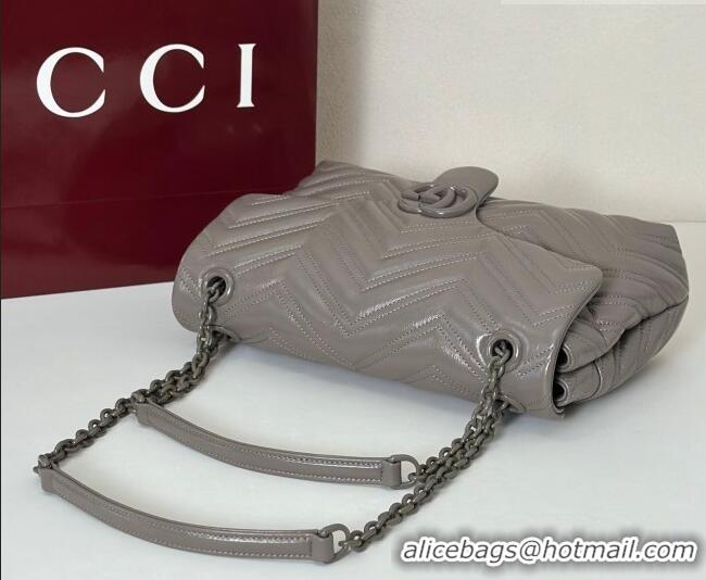 Best Grade Gucci GG Marmont Leather medium shoulder bag 850676 Grey 2026