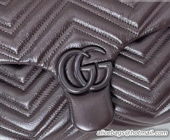 Luxury Cheap Gucci GG Marmont Leather medium shoulder bag 850676 Dark Brown 2026
