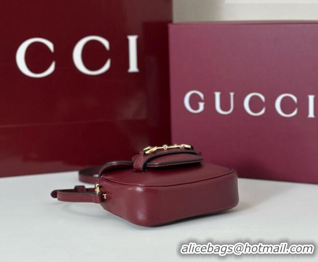 Buy Discount Gucci Horsebit 1955 Leather Micro Bag 851620 Ancora Red 2026