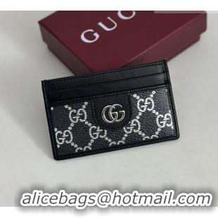 Unique Grade Gucci Card Case in GG Fabric 834795 Black/Silver 2026