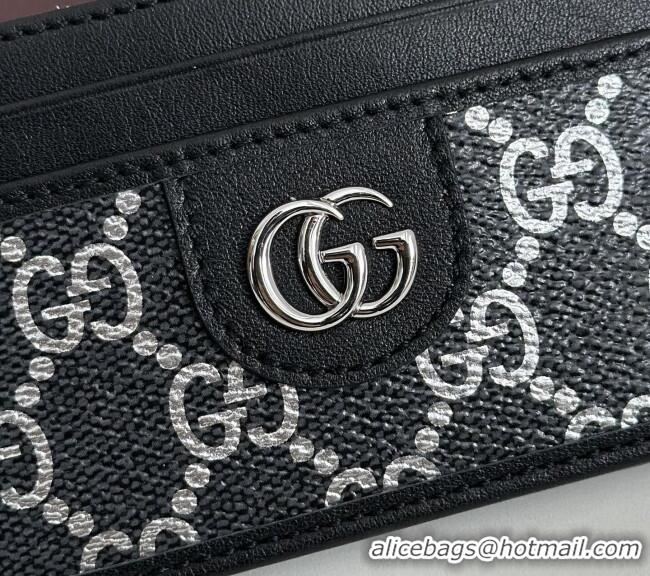 Unique Grade Gucci Card Case in GG Fabric 834795 Black/Silver 2026