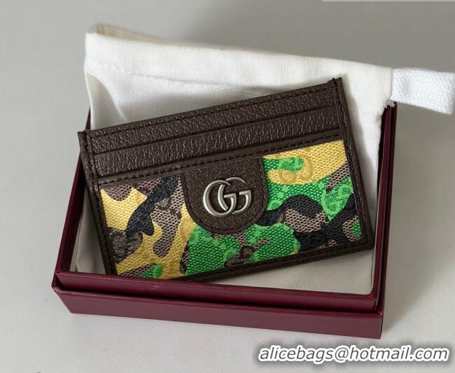 Promotional Gucci Card Case in Camouflage GG Fabric 834795 Green/Yellow 2026