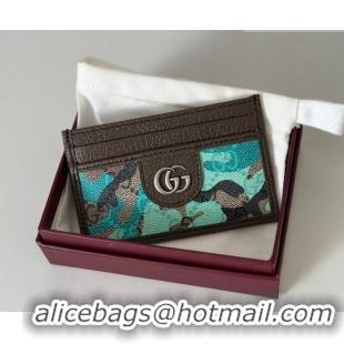 Best Price Gucci Card Case in Camouflage GG Fabric 834795 Blue 2026