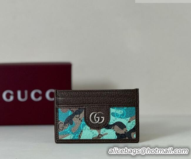 Best Price Gucci Card Case in Camouflage GG Fabric 834795 Blue 2026