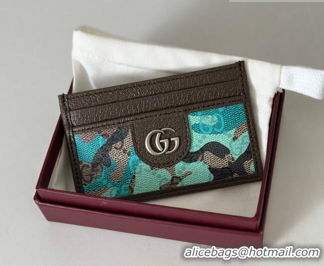 Best Price Gucci Card Case in Camouflage GG Fabric 834795 Blue 2026