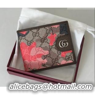 Trendy Design Gucci Bi-fold Wallet in Camouflage GG Fabric 834271 Pink/Red 2026