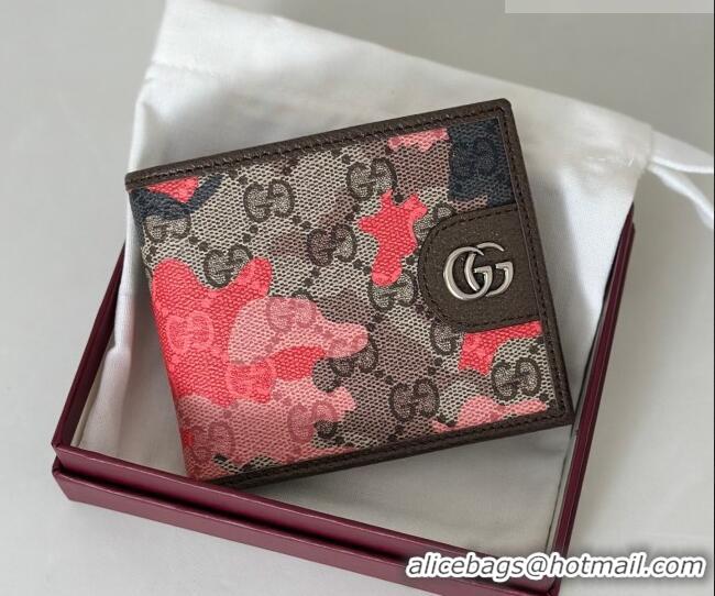 Trendy Design Gucci Bi-fold Wallet in Camouflage GG Fabric 834271 Pink/Red 2026