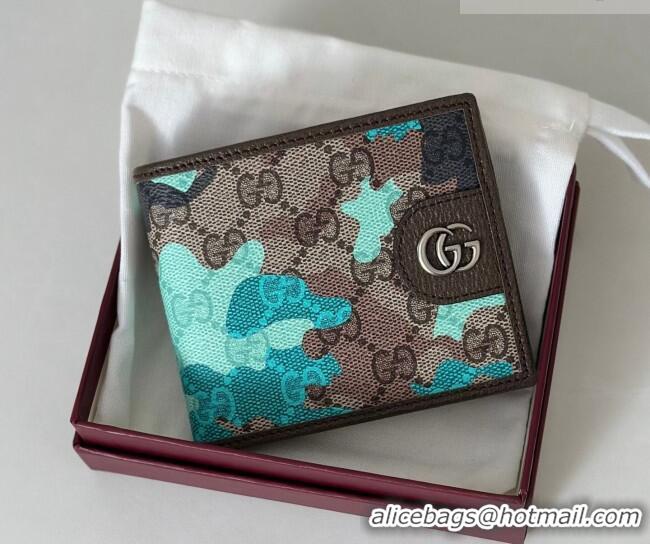 New Design Gucci Bi-fold Wallet in Camouflage GG Fabric 834271 Blue 2026