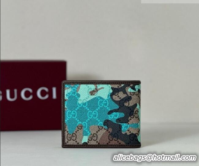 New Design Gucci Bi-fold Wallet in Camouflage GG Fabric 834271 Blue 2026