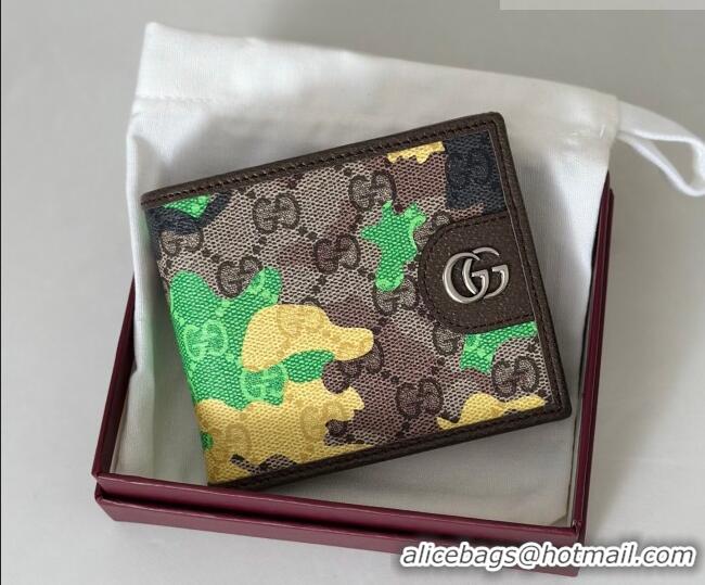 Best Quality Gucci Bi-fold Wallet in Camouflage GG Fabric 834271 Green/Yellow 2026