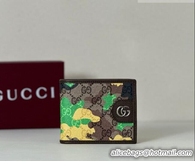 Best Quality Gucci Bi-fold Wallet in Camouflage GG Fabric 834271 Green/Yellow 2026