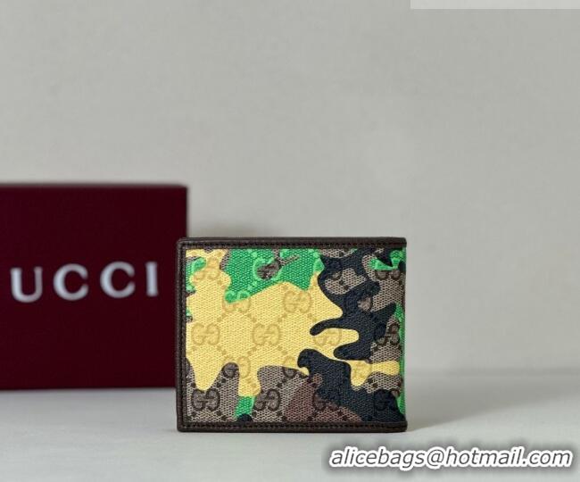 Best Quality Gucci Bi-fold Wallet in Camouflage GG Fabric 834271 Green/Yellow 2026