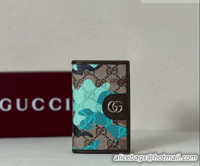 Affordable Price Gucci Long Card Case in Camouflage GG Fabric 834691 Blue 2026