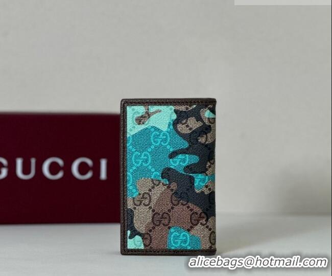 Affordable Price Gucci Long Card Case in Camouflage GG Fabric 834691 Blue 2026