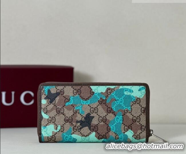 Market Sells Gucci Zip-around Wallet in Camouflage GG Fabric 834694 Blue 2026