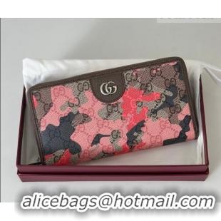 Top Design Gucci Zip-around Wallet in Camouflage GG Fabric 834694 Pink/Red 2026