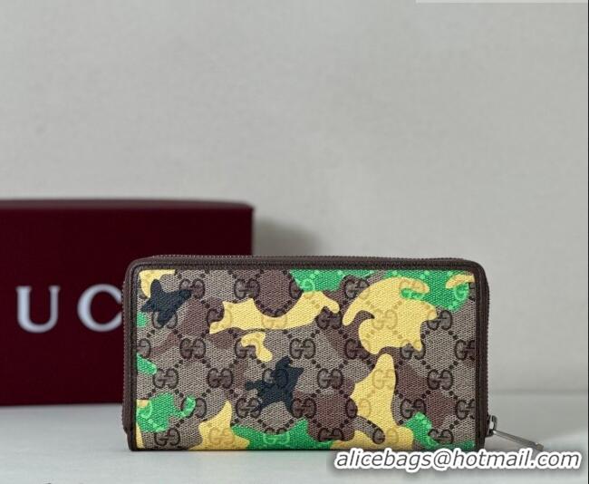 Buy Fashionable Gucci Zip-around Wallet in Camouflage GG Fabric 834694 Green/Yellow 2026