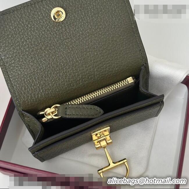 Famous Brand Gucci Softbit Leather card case with Half Horsebit 828148 Dark Green 2026