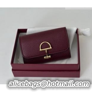 Luxury Cheap Gucci Softbit Leather card case with Half Horsebit 828148 Dark Burgundy 2026