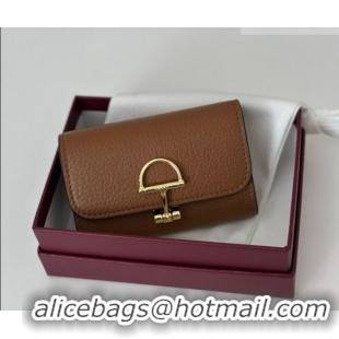 Top Design Gucci Softbit Leather card case with Half Horsebit 828148 Brown 2026