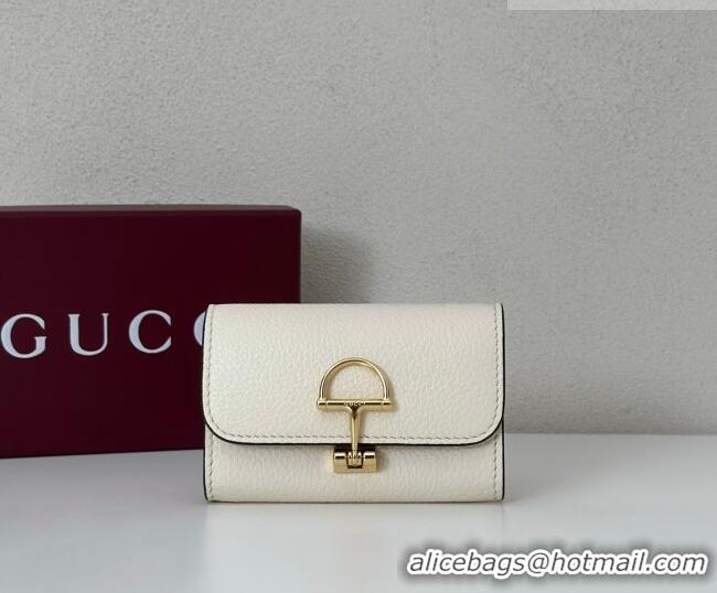 Best Quality Gucci Softbit Leather card case with Half Horsebit 828148 White 2026