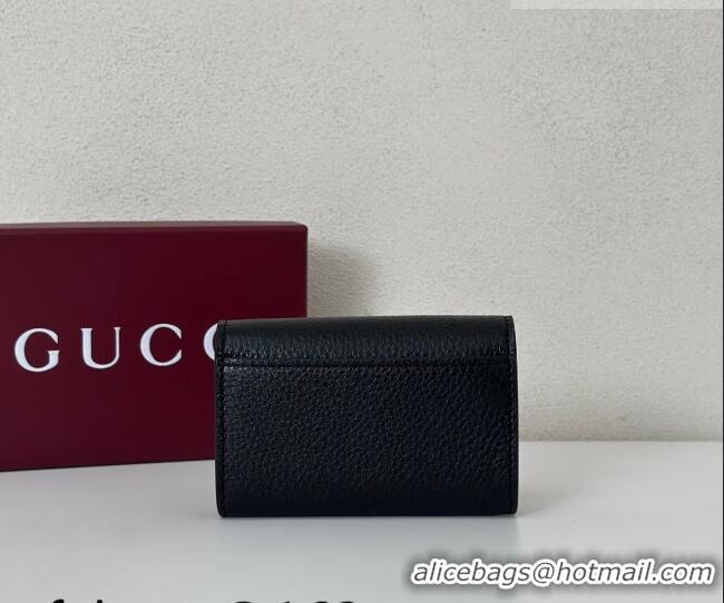 Affordable Price Gucci Softbit Leather card case with Half Horsebit 828148 Black 2026